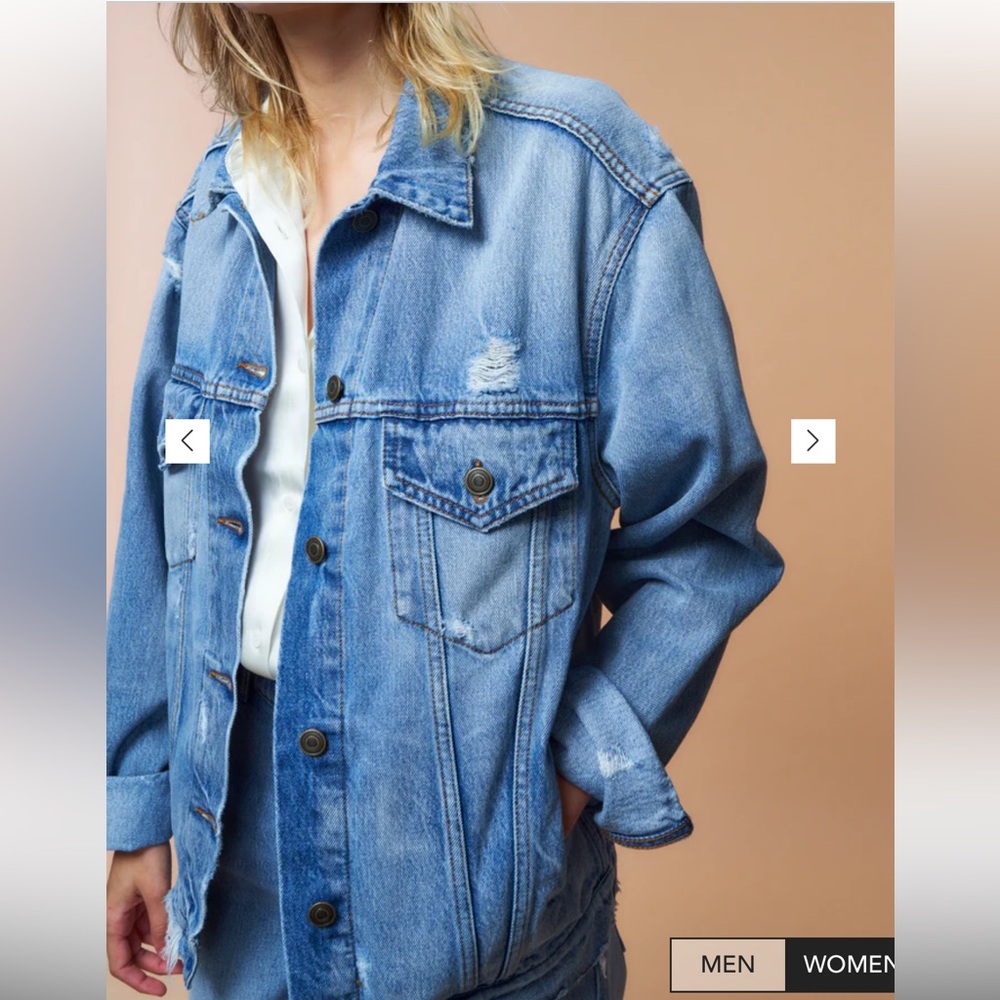 SER.O.YA Oversized Unisex Ryan distressed denim jacket. Men’s M / Women’s L - Picture 9 of 9